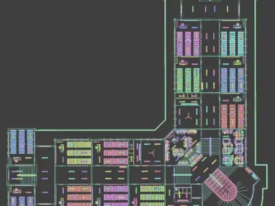 school building with interior rooms and Furnitures 3D model