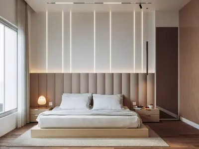Modern Minimalist Bedroom Interior Set 3D model