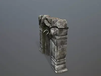 old gate Low-poly 3D model 4