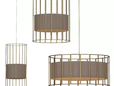 Bed collection three pendant lights in cage 3D model