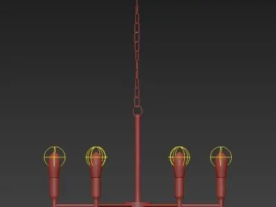 6 Lights Modern Pendant Lighting Golden 3D model