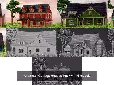 American Cottage Houses Pack v1