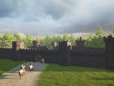 Modular Castle  Walls PBR Low-poly 3D model