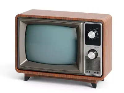 Vintage Retro Wooden TV Set Low-poly 3D model
