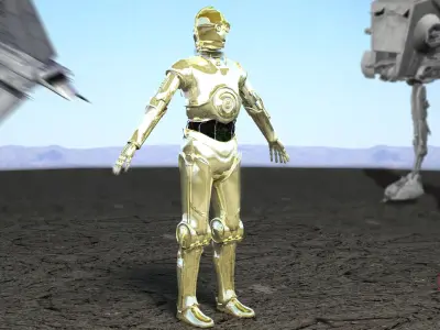 c-3po obj golden star wars c - droid 3D model