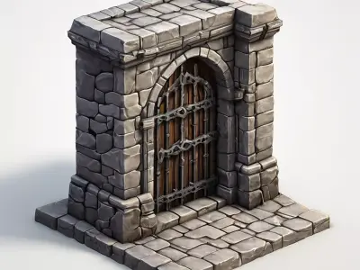 Stylized Stone Gate Game Asset Low-poly 3D model