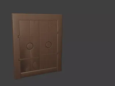Old wooden DOOR with metal HINGE 3D model
