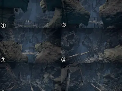 Modular cave kit Low-poly 3D model