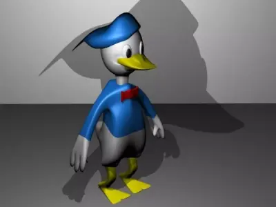 donald duck with shadow Free low-poly 3D model