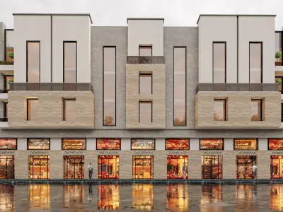 Mixed Use Residential and Commercial Facade 3D model