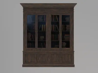 Glass Door Antique Bookcase 3D model