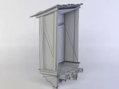 Window wooden house with balcony Low-poly 3D model
