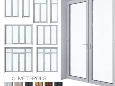 Door Set 2 aluminium sliding patio doors 3D model