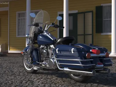  Classic Road Motorcycle Blue Rigged 