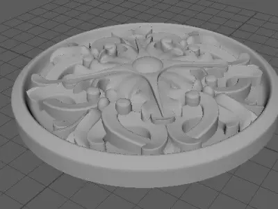 rosette ornately carved medallion 3D model