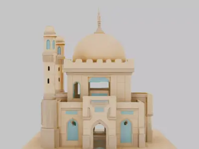 Futuristic Temple Low-poly 3D model