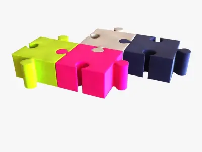 buzzi puzzle kids poufs 3D model