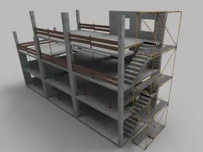 Building Construction Elements Low-poly 3D model