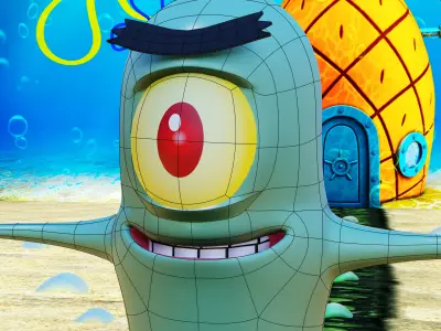 Plankton from Spongebob Squarepants - Rigged PBR Low-poly 3D model
