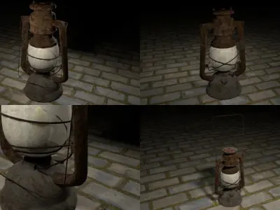 Kirosene Lamp Low-poly 3D model
