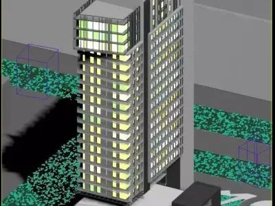 mixed use modern residential building 3D model