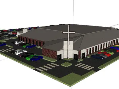 Architecture-Religion-God-Culture-Temple-0292 parking lot wit... 3D model