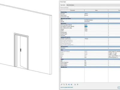 Door - Full Parametric Revit Family Low-poly 3D model