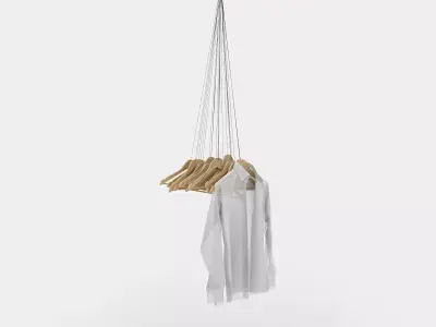Hanging coat rack with hangers 3D model