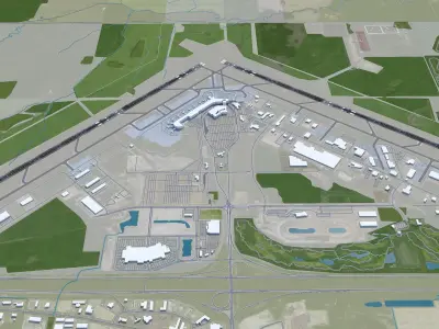 Edmonton Airport 15km Low-poly 3D model