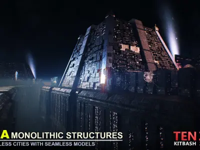 MEGA MONOLITHIC STRUCTURES SCI-FI KITBASH 3D model