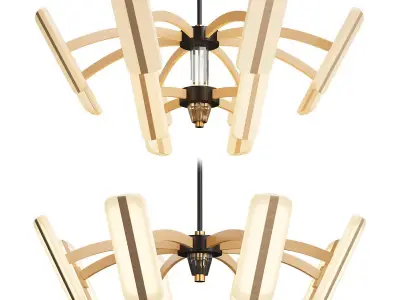 OLANNA chandelier made of wood and metal Low-poly 3D model