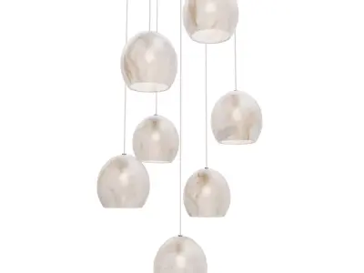 Lazio 7-Light Round Multi-Drop Pendant Currey Company 3D model