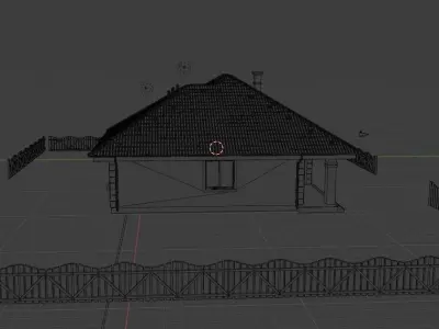 House with fence Low-poly 3D model