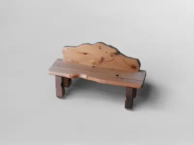 Rustic Natural Wood Bench 3D Model 3D model