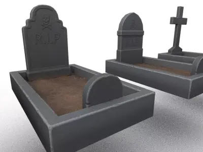 Stylized Graveyard Pack - Coffin Tombstones Set Low Poly Low-poly 3D model