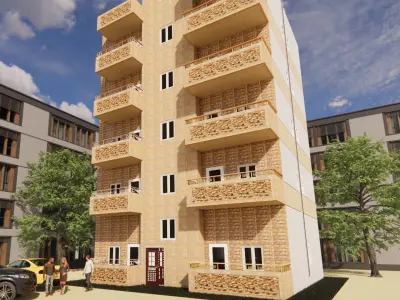 Stone Residential Building  3D model Revit and 3dsmax  3D model