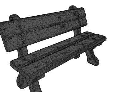 Weathered Wooden Park Bench 3D Model Low-poly 3D model