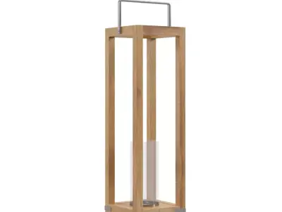 Open Wood Hurricane Lantern PBR 3D model