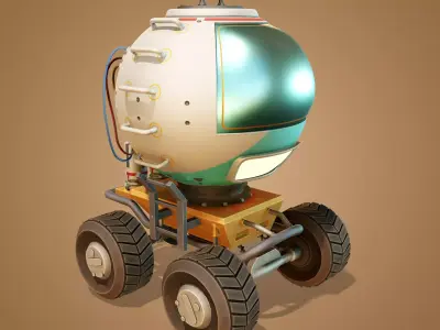 Stylized Mars Rover Low-poly 3D model