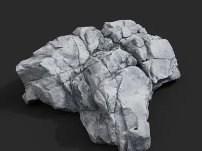 Low Poly Base Gray Rock 230209 - Ultra HD 16K Texture Low-poly 3D model