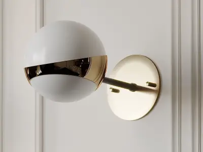 Pair of Brass and Opaline Glass Italian Sconces by Stilnovo 3D model