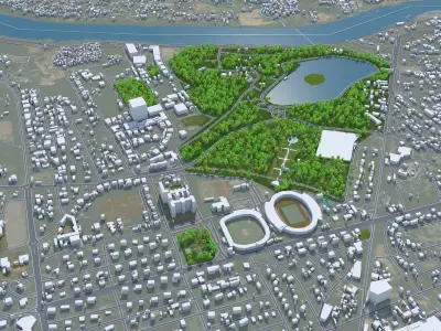 Jamshedpur Jharkhand India 30km AI Low-poly 3D model