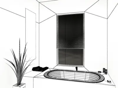 Bathroom floor plan of 3D model
