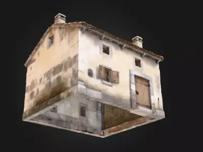 Rustic Stone Cottage Low-poly 3D model