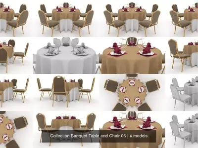 Collection Banquet Table and Chair 06 3D Model Pack