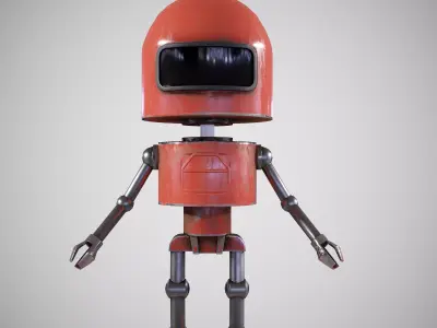 A low-poly 3D modelof a red Robot Low-poly 3D model Low-poly 3D model