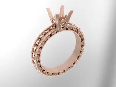 Antique Vintage Style Diamond Infinity Solitaire Engagement Ring 3D print model