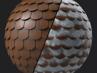 Roof Tile Materials 81- Wooden Roofing By Sbsar Seamless Pbr Texture