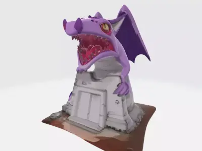 Clash A Rama Sep25 Clash Dragon in front of Stone Door 3D print model