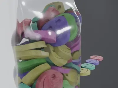 Small Ecstasy Bag and pills Low-poly 3D model